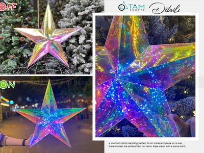 Ngôi sao đèn Led ánh sáng cầu vồng huyền ảo [Nhựa Supo - Phát sáng rực rỡ] ĐK60cm LDEN-NHUA-03